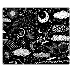 Vector-set-sketch-drawn-with-space Double Sided Flano Blanket (small)  by Vaneshart