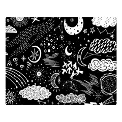 Vector-set-sketch-drawn-with-space Double Sided Flano Blanket (large)  by Vaneshart