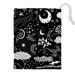 Vector-set-sketch-drawn-with-space Drawstring Pouch (4xl)