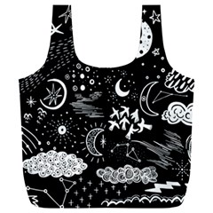 Vector-set-sketch-drawn-with-space Full Print Recycle Bag (xxl) by Vaneshart