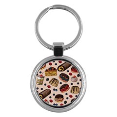 Seamless-pattern-with-sweet-cakes-berries Key Chain (Round)