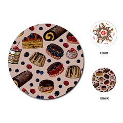 Seamless-pattern-with-sweet-cakes-berries Playing Cards Single Design (Round)