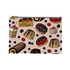 Seamless-pattern-with-sweet-cakes-berries Cosmetic Bag (Large)