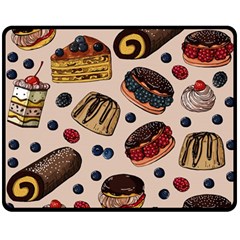 Seamless-pattern-with-sweet-cakes-berries Double Sided Fleece Blanket (Medium) 