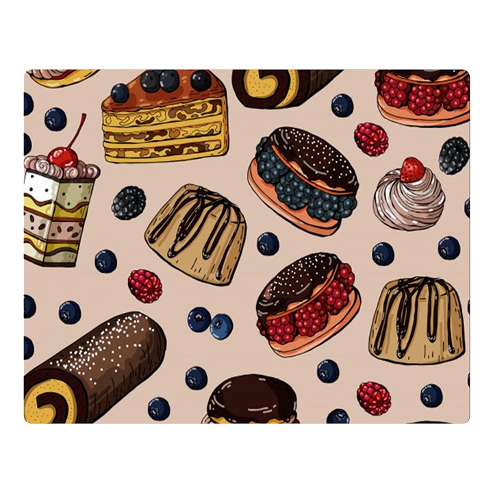 Seamless-pattern-with-sweet-cakes-berries Double Sided Flano Blanket (Large) 