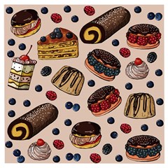 Seamless-pattern-with-sweet-cakes-berries Wooden Puzzle Square