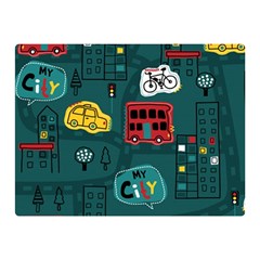 Seamless-pattern-hand-drawn-with-vehicles-buildings-road Double Sided Flano Blanket (mini)  by Vaneshart