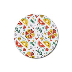 Seamless-hipster-pattern-with-watermelons-mint-geometric-figures Rubber Coaster (round)  by Vaneshart