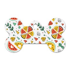 Seamless-hipster-pattern-with-watermelons-mint-geometric-figures Dog Tag Bone (two Sides) by Vaneshart