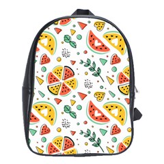 Seamless-hipster-pattern-with-watermelons-mint-geometric-figures School Bag (large) by Vaneshart