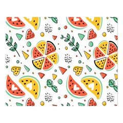 Seamless-hipster-pattern-with-watermelons-mint-geometric-figures Double Sided Flano Blanket (large)  by Vaneshart