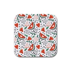 Seamless-vector-pattern-with-watermelons-mint Rubber Square Coaster (4 Pack)  by Vaneshart