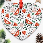 Seamless-vector-pattern-with-watermelons-mint Heart Ornament (Two Sides) Back