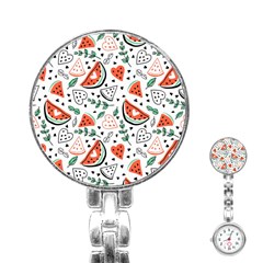 Seamless-vector-pattern-with-watermelons-mint Stainless Steel Nurses Watch by Vaneshart