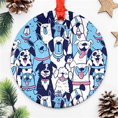 Dogs-seamless-pattern Ornament (round) by Vaneshart