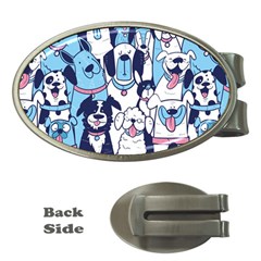 Dogs-seamless-pattern Money Clips (oval)  by Vaneshart