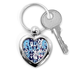 Dogs-seamless-pattern Key Chain (heart) by Vaneshart