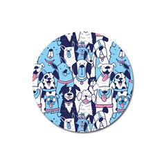 Dogs-seamless-pattern Magnet 3  (round) by Vaneshart