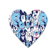 Dogs-seamless-pattern Heart Magnet by Vaneshart