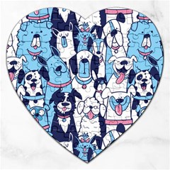 Dogs-seamless-pattern Jigsaw Puzzle (heart) by Vaneshart