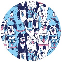 Dogs-seamless-pattern Wooden Bottle Opener (round) by Vaneshart