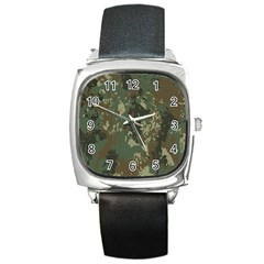 Camouflage-splatters-background Square Metal Watch by Vaneshart