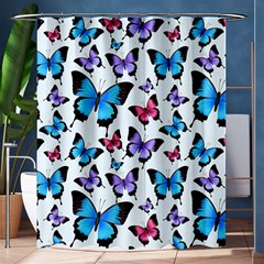 Decorative-festive-trendy-colorful-butterflies-seamless-pattern-vector-illustration Shower Curtain 60  X 72  (medium)  by Vaneshart