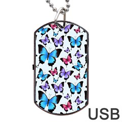 Decorative-festive-trendy-colorful-butterflies-seamless-pattern-vector-illustration Dog Tag Usb Flash (one Side) by Vaneshart