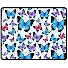 Decorative-festive-trendy-colorful-butterflies-seamless-pattern-vector-illustration Double Sided Fleece Blanket (medium)  by Vaneshart