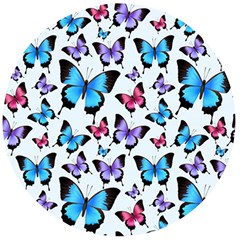 Decorative-festive-trendy-colorful-butterflies-seamless-pattern-vector-illustration Wooden Bottle Opener (round) by Vaneshart