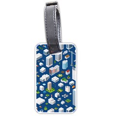 Isometric-seamless-pattern-megapolis Luggage Tag (one Side) by Vaneshart