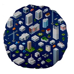 Isometric-seamless-pattern-megapolis Large 18  Premium Round Cushions