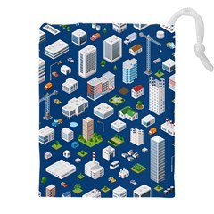 Isometric-seamless-pattern-megapolis Drawstring Pouch (4xl)