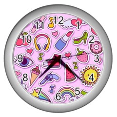 Fashion Patch Set Wall Clock (silver) by Vaneshart