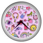 Fashion patch set Wall Clock (Silver) Front