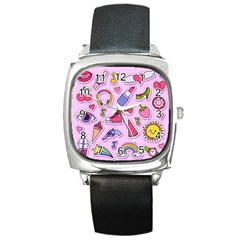 Fashion Patch Set Square Metal Watch by Vaneshart