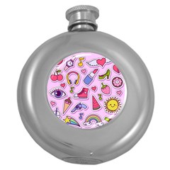 Fashion Patch Set Round Hip Flask (5 Oz) by Vaneshart