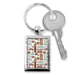 Seamless-pattern-with-london-elements-landmarks Key Chain (rectangle) by Vaneshart