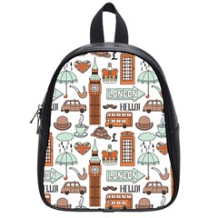 Seamless-pattern-with-london-elements-landmarks School Bag (small) by Vaneshart