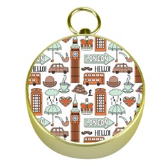 Seamless-pattern-with-london-elements-landmarks Gold Compasses