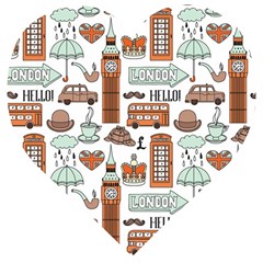 Seamless-pattern-with-london-elements-landmarks Wooden Puzzle Heart by Vaneshart