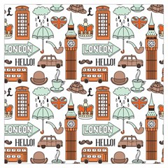 Seamless-pattern-with-london-elements-landmarks Long Sheer Chiffon Scarf  by Vaneshart