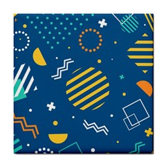 Flat-design-geometric-shapes-background Tile Coaster by Vaneshart