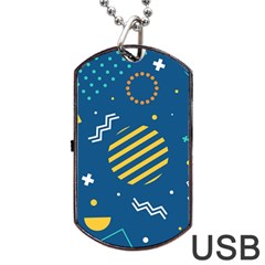 Flat-design-geometric-shapes-background Dog Tag Usb Flash (one Side) by Vaneshart