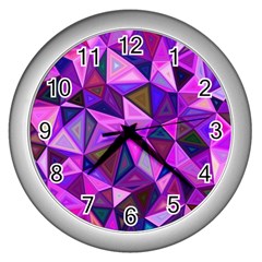 Triangular-shapes-background Wall Clock (Silver)