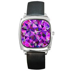 Triangular-shapes-background Square Metal Watch