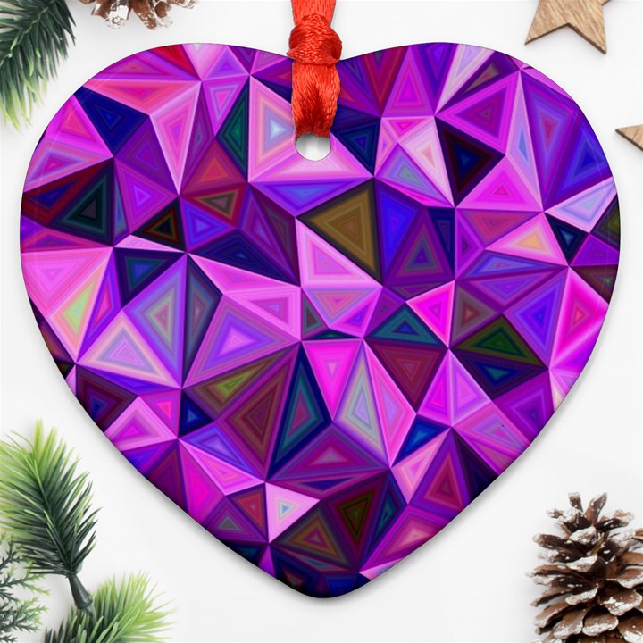 Triangular-shapes-background Heart Ornament (Two Sides)