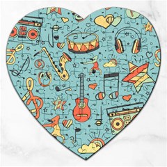 Seamless-pattern-musical-instruments-notes-headphones-player Jigsaw Puzzle (heart) by Vaneshart