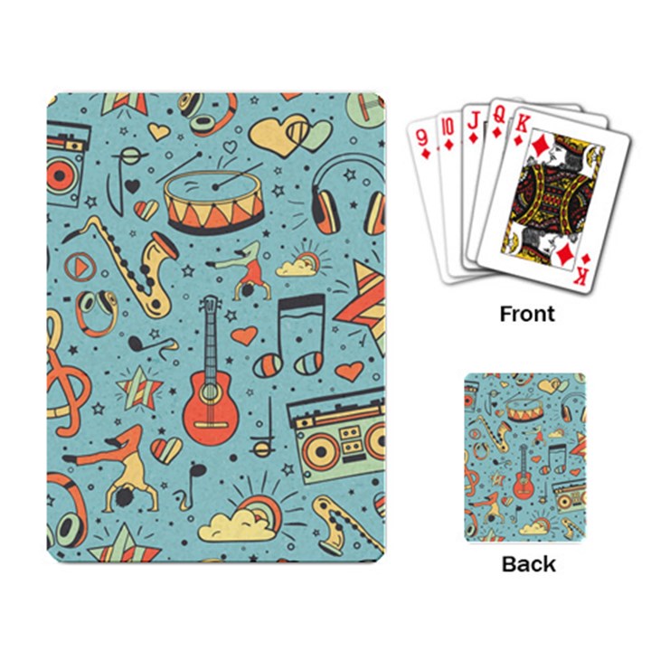 Seamless-pattern-musical-instruments-notes-headphones-player Playing Cards Single Design (Rectangle)