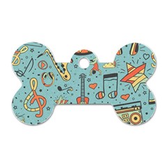 Seamless-pattern-musical-instruments-notes-headphones-player Dog Tag Bone (one Side)